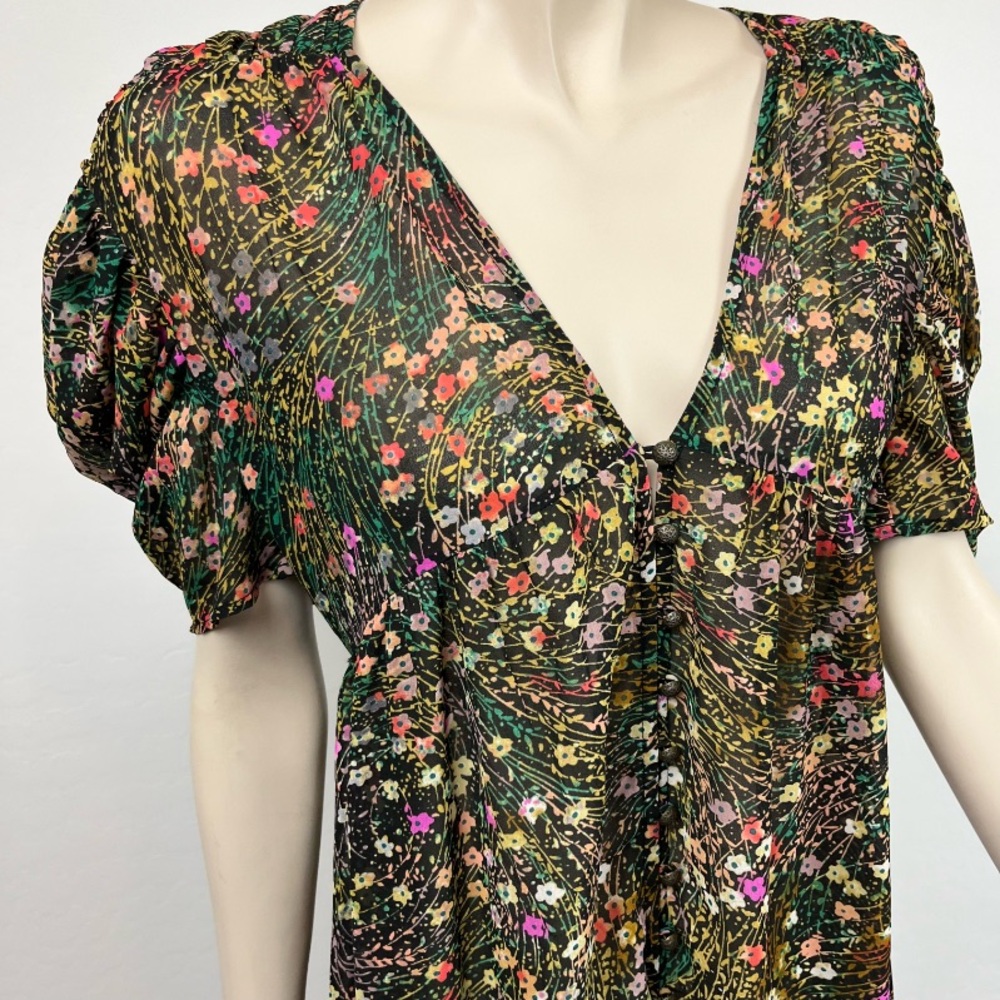Anthropologie Akemi & Kin Sheer Floral Babydoll Dress - Picture 4 of 6